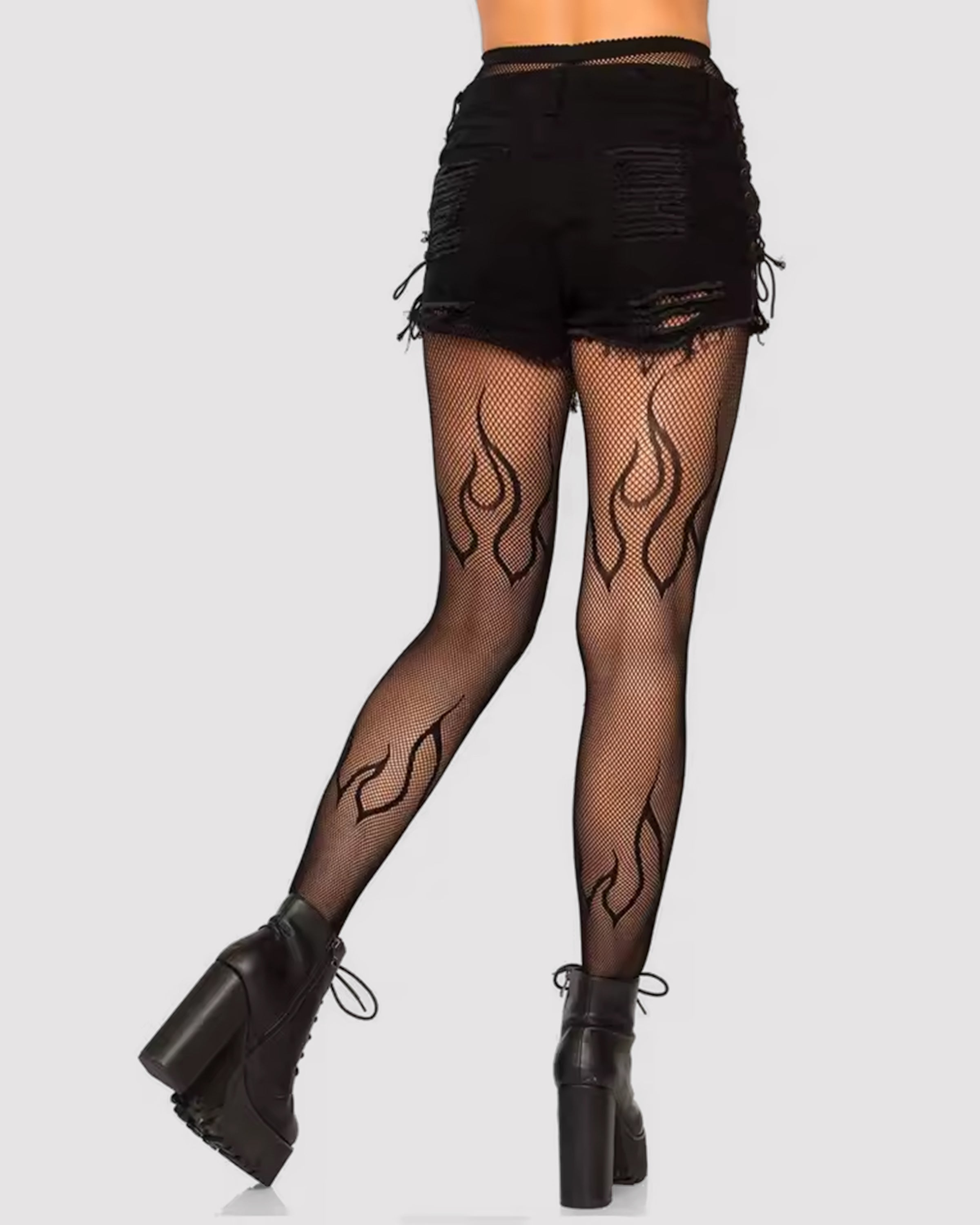 Inferno Flame Fishnet Tights