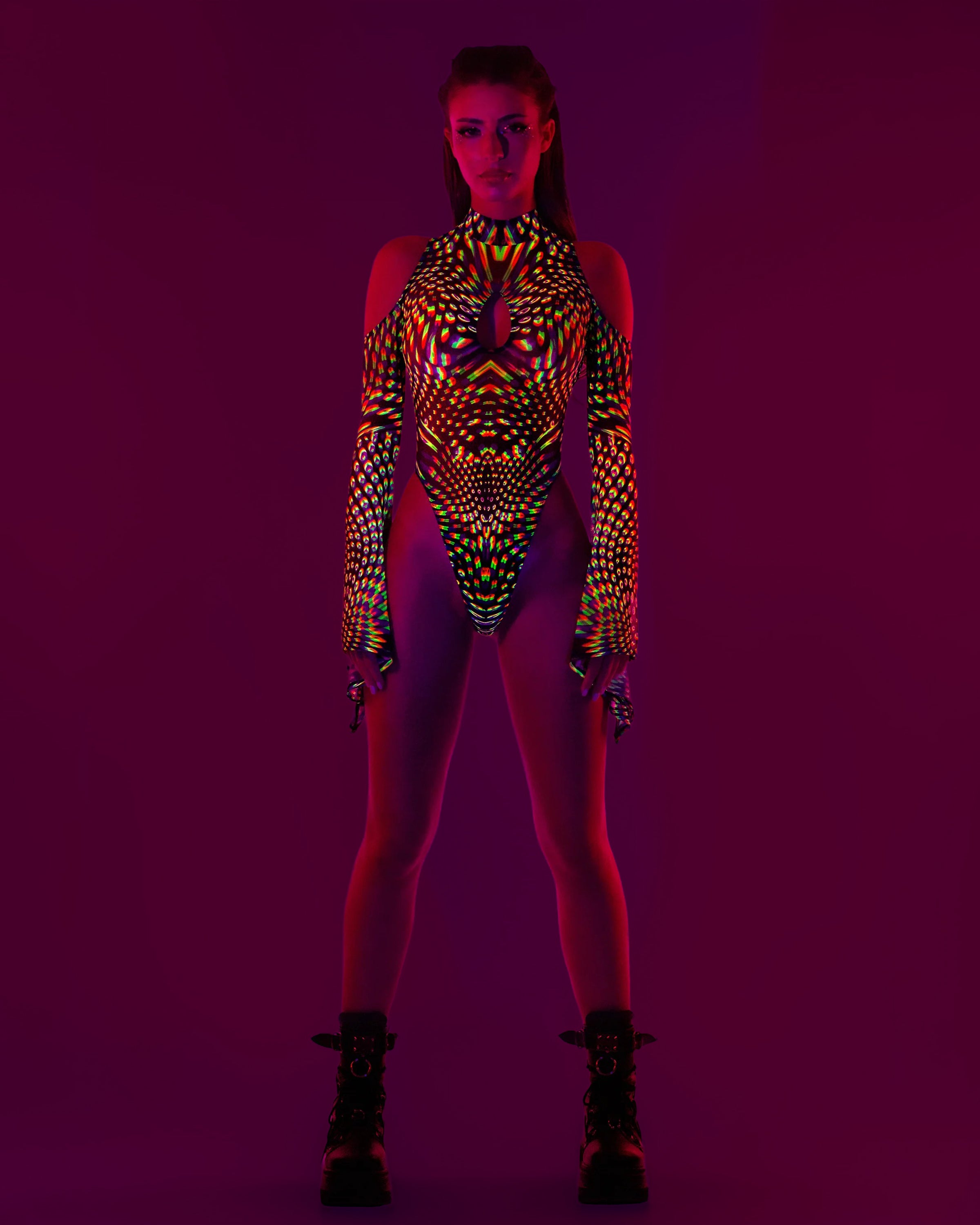 Neon Pulsar Flared Sleeve Bodysuit