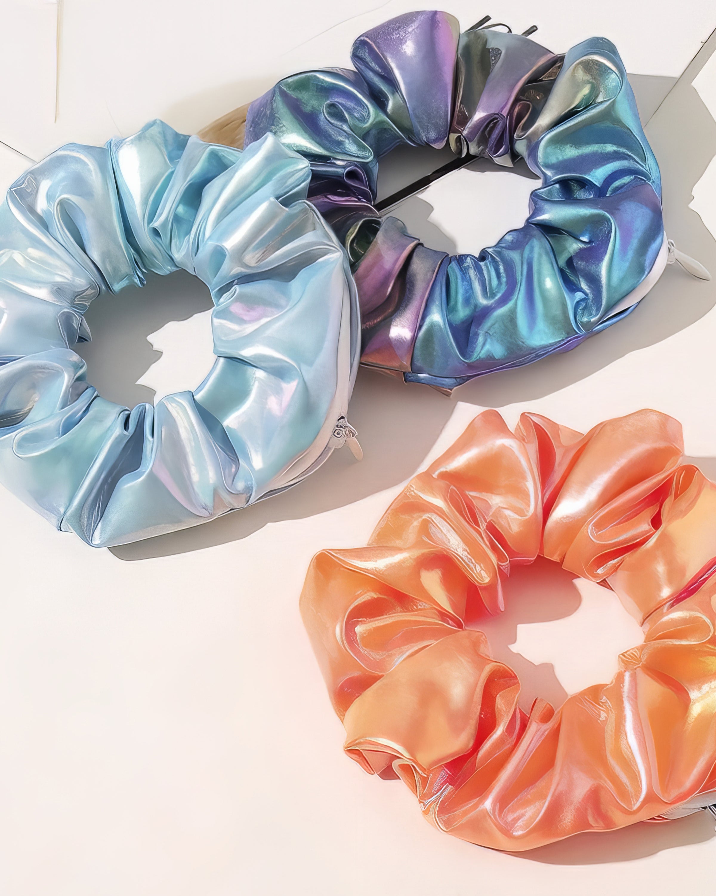 Secret Pocket Scrunchie – Holographic Zip Edition